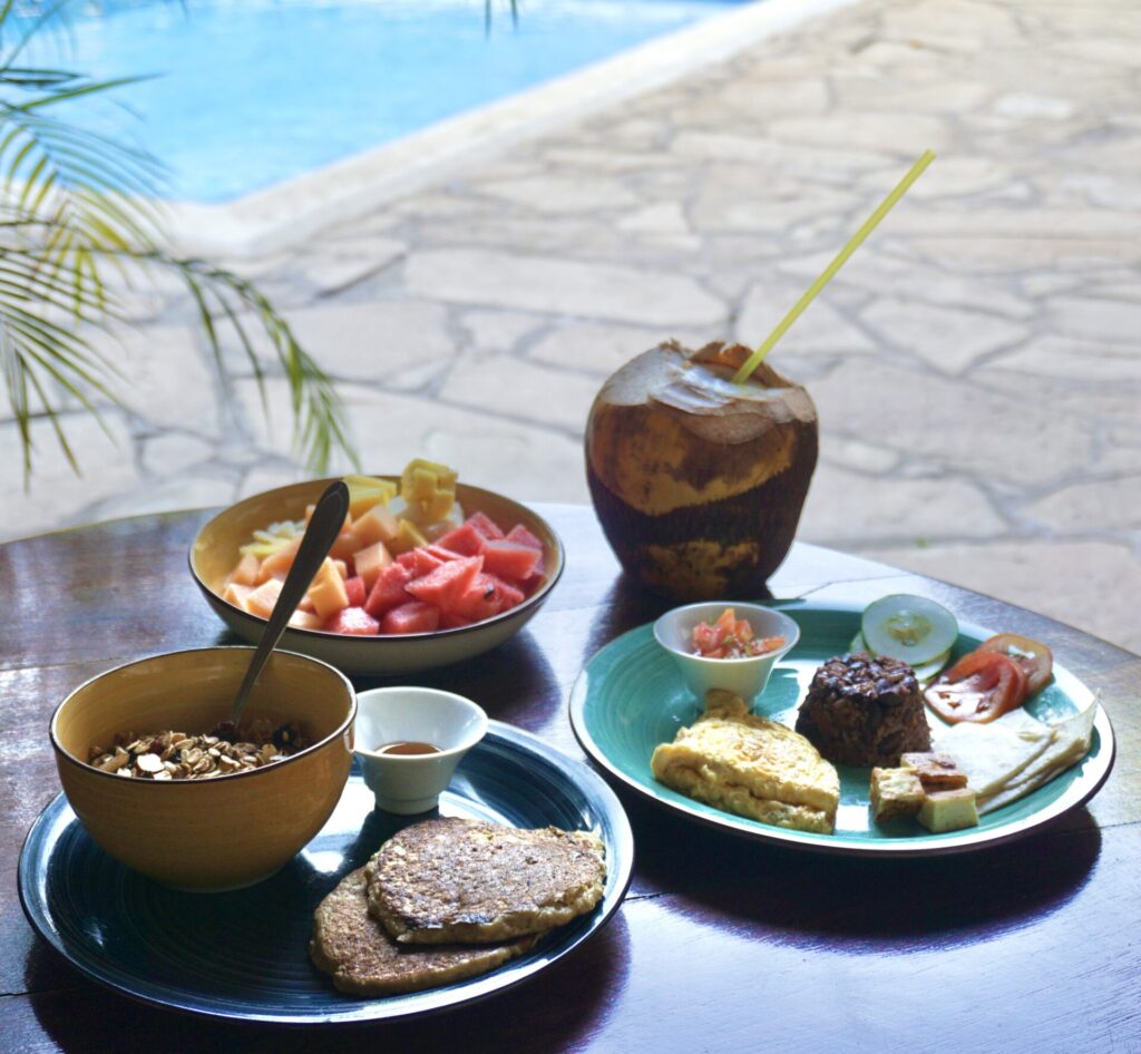 Fresh and healthy breakfast is included at Hotel Secret Garden in Granada, Nicaragua